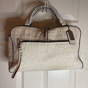 Coach Bleeker beige Croc Embossed Satchel Handbag 30449